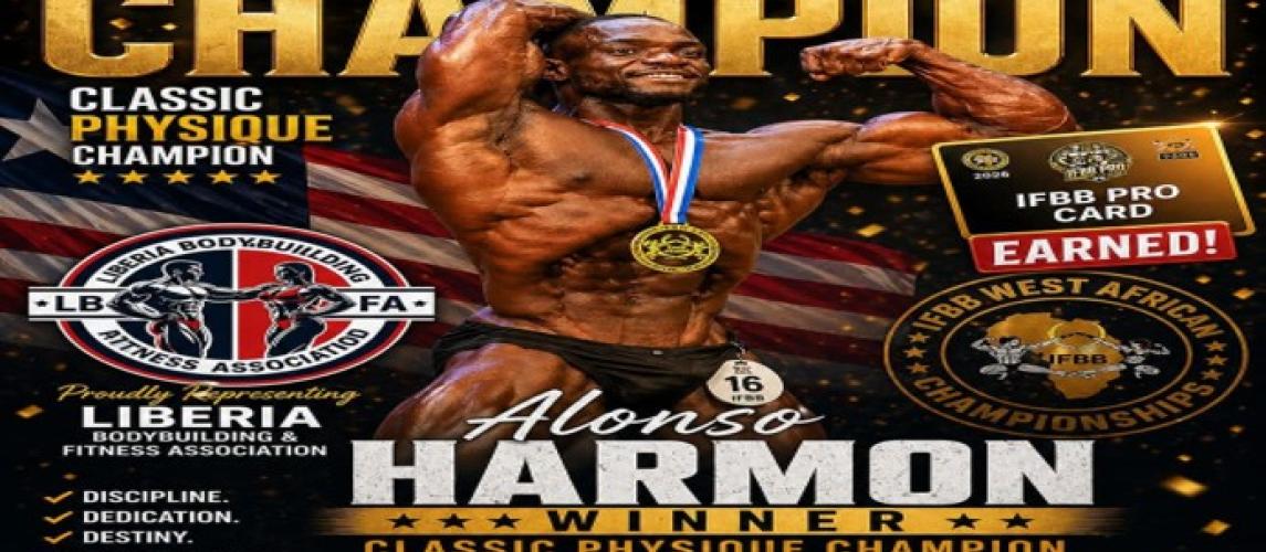Liberia Celebrates Historic IFBB Pro Card Victory by Alonso Harmon