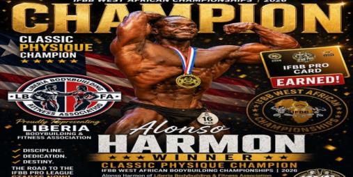 Liberia Celebrates Historic IFBB Pro Card Victory by Alonso Harmon